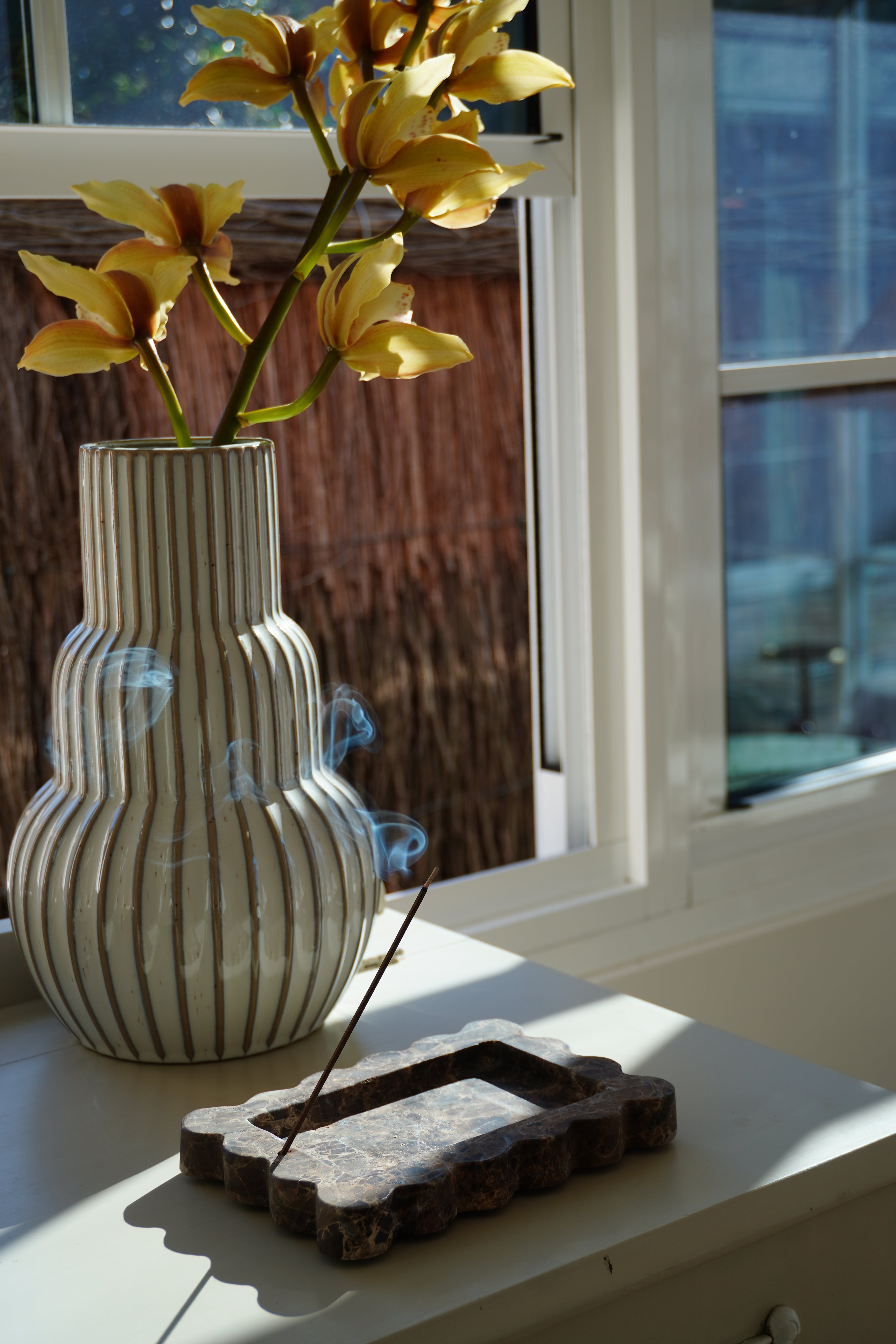 The MarMar Incense Holder & Trinket Dish - Emperador Brown