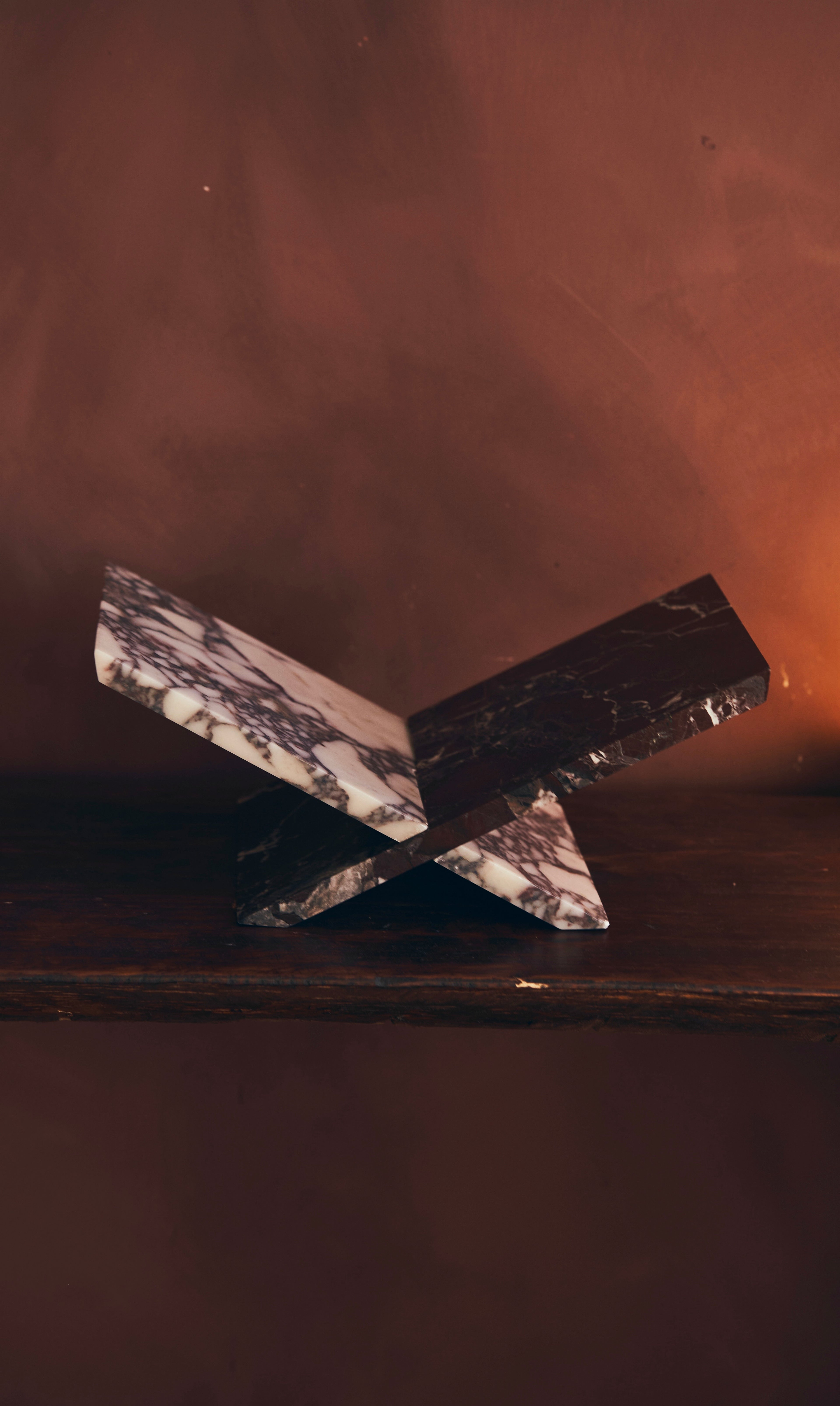Marble book holder - Rosso Levanto x Calacatta Viola (Pre-Order)